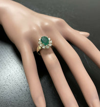 Load image into Gallery viewer, 4.40 Carats Natural Emerald and Diamond 14K Solid Yellow Gold Ring