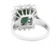 Load image into Gallery viewer, 5.70 Carats Natural Very Nice Looking Green Tourmaline and Diamond 14K Solid White Gold Ring