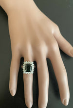 Load image into Gallery viewer, 5.70 Carats Natural Very Nice Looking Green Tourmaline and Diamond 14K Solid White Gold Ring