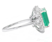 Load image into Gallery viewer, 5.15 Carats Natural Emerald and Diamond 14K Solid White Gold Ring