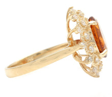 Load image into Gallery viewer, 4.20 Carats Exquisite Natural Madeira Citrine and Diamond 14K Solid Yellow Gold Ring