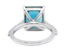 Load image into Gallery viewer, 7.90 Carats Natural Impressive London Blue Topaz and Diamond 14K White Gold Ring