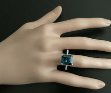 Load image into Gallery viewer, 7.90 Carats Natural Impressive London Blue Topaz and Diamond 14K White Gold Ring