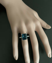 Load image into Gallery viewer, 7.90 Carats Natural Impressive London Blue Topaz and Diamond 14K White Gold Ring