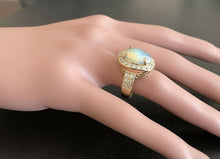 Load image into Gallery viewer, 6.00 Carats Natural Impressive Ethiopian Opal and Diamond 14K Solid Yellow Gold Ring