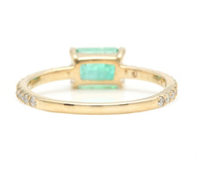 Load image into Gallery viewer, 1.20 Carats Natural Emerald and Diamond 14K Solid Yellow Gold Ring