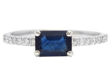 Load image into Gallery viewer, 1.30Ct Natural Blue Sapphire and Diamond 14K Solid White Gold Ring