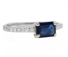 Load image into Gallery viewer, 1.30Ct Natural Blue Sapphire and Diamond 14K Solid White Gold Ring