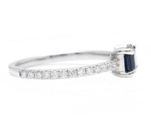 Load image into Gallery viewer, 1.30Ct Natural Blue Sapphire and Diamond 14K Solid White Gold Ring