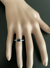 Load image into Gallery viewer, 1.30Ct Natural Blue Sapphire and Diamond 14K Solid White Gold Ring