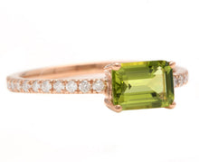 Load image into Gallery viewer, 1.30 Carats Natural Peridot and Diamond 14K Solid Rose Gold Ring
