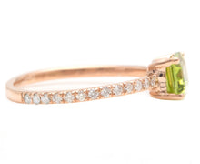 Load image into Gallery viewer, 1.30 Carats Natural Peridot and Diamond 14K Solid Rose Gold Ring
