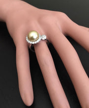 Load image into Gallery viewer, Splendid Natural South Sea Pearl and Diamond 14K Solid White Gold Ring