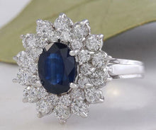 Load image into Gallery viewer, 2.70 Carats Natural Blue Sapphire and Diamond 18K Solid White Gold Ring
