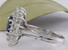 Load image into Gallery viewer, 2.70 Carats Natural Blue Sapphire and Diamond 18K Solid White Gold Ring