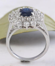Load image into Gallery viewer, 2.70 Carats Natural Blue Sapphire and Diamond 18K Solid White Gold Ring