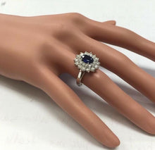 Load image into Gallery viewer, 2.70 Carats Natural Blue Sapphire and Diamond 18K Solid White Gold Ring