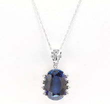 Load image into Gallery viewer, 13.20Ct Lab Created Sapphire and Diamond 14K Solid White Gold Necklace