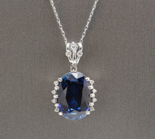 Load image into Gallery viewer, 13.20Ct Lab Created Sapphire and Diamond 14K Solid White Gold Necklace