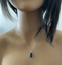 Load image into Gallery viewer, 13.20Ct Lab Created Sapphire and Diamond 14K Solid White Gold Necklace