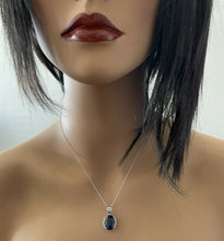 Load image into Gallery viewer, 13.20Ct Lab Created Sapphire and Diamond 14K Solid White Gold Necklace