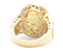 Load image into Gallery viewer, 7.60 Carats Impressive Natural Peridot and Diamond 14K Yellow Gold Ring