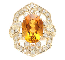 Load image into Gallery viewer, 7.10 Carats Exquisite Natural Citrine and Diamond 14K Solid Yellow Gold Ring