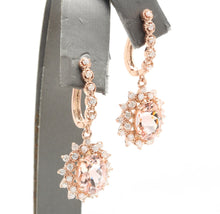 Load image into Gallery viewer, 7.50 Carats Natural Morganite and Diamond 14K Solid Rose Gold Earrings
