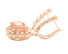Load image into Gallery viewer, 7.50 Carats Natural Morganite and Diamond 14K Solid Rose Gold Earrings