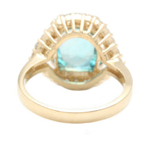 Load image into Gallery viewer, 6.90 Carats Natural Very Nice Looking Blue Zircon and Diamond 14K Yellow Gold Ring