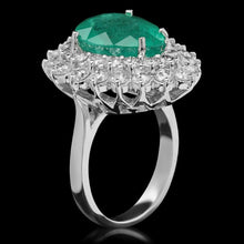 Load image into Gallery viewer, 8.00 Carats Natural Emerald and Diamond 14K Solid White Gold Ring