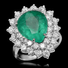 Load image into Gallery viewer, 8.00 Carats Natural Emerald and Diamond 14K Solid White Gold Ring