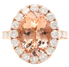 Load image into Gallery viewer, 7.80 Carats Impressive Natural Morganite and Diamond 14K Solid Rose Gold Ring