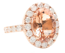 Load image into Gallery viewer, 7.80 Carats Impressive Natural Morganite and Diamond 14K Solid Rose Gold Ring