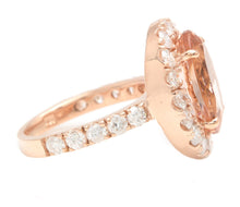 Load image into Gallery viewer, 7.80 Carats Impressive Natural Morganite and Diamond 14K Solid Rose Gold Ring