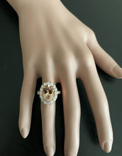Load image into Gallery viewer, 7.80 Carats Impressive Natural Morganite and Diamond 14K Solid Rose Gold Ring