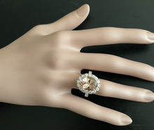 Load image into Gallery viewer, 7.80 Carats Impressive Natural Morganite and Diamond 14K Solid Rose Gold Ring