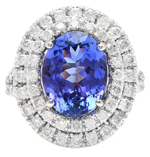 Load image into Gallery viewer, 7.00 Carats Natural Very Nice Looking Tanzanite and Diamond 14K Solid White Gold Ring