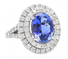 Load image into Gallery viewer, 7.00 Carats Natural Very Nice Looking Tanzanite and Diamond 14K Solid White Gold Ring