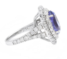 Load image into Gallery viewer, 7.00 Carats Natural Very Nice Looking Tanzanite and Diamond 14K Solid White Gold Ring