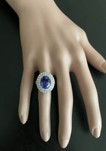Load image into Gallery viewer, 7.00 Carats Natural Very Nice Looking Tanzanite and Diamond 14K Solid White Gold Ring