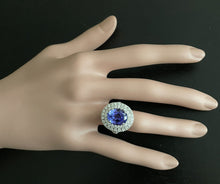 Load image into Gallery viewer, 7.00 Carats Natural Very Nice Looking Tanzanite and Diamond 14K Solid White Gold Ring