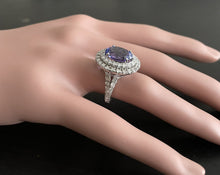 Load image into Gallery viewer, 7.00 Carats Natural Very Nice Looking Tanzanite and Diamond 14K Solid White Gold Ring