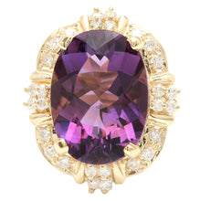 Load image into Gallery viewer, 12.75 Carats Natural Amethyst and Diamond 14K Solid Yellow Gold Ring