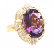 Load image into Gallery viewer, 12.75 Carats Natural Amethyst and Diamond 14K Solid Yellow Gold Ring