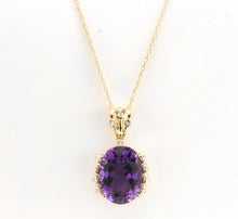 Load image into Gallery viewer, 12.20Ct Natural Amethyst and Diamond 14K Solid Yellow Gold Necklace