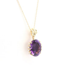 Load image into Gallery viewer, 12.20Ct Natural Amethyst and Diamond 14K Solid Yellow Gold Necklace