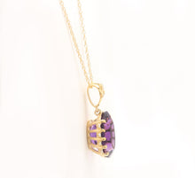 Load image into Gallery viewer, 12.20Ct Natural Amethyst and Diamond 14K Solid Yellow Gold Necklace