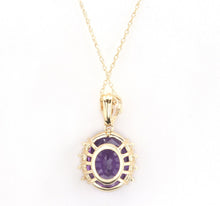 Load image into Gallery viewer, 12.20Ct Natural Amethyst and Diamond 14K Solid Yellow Gold Necklace