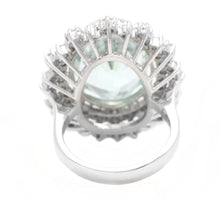 Load image into Gallery viewer, 11.10 Carats Exquisite Natural Aquamarine and Diamond 14K Solid White Gold Ring